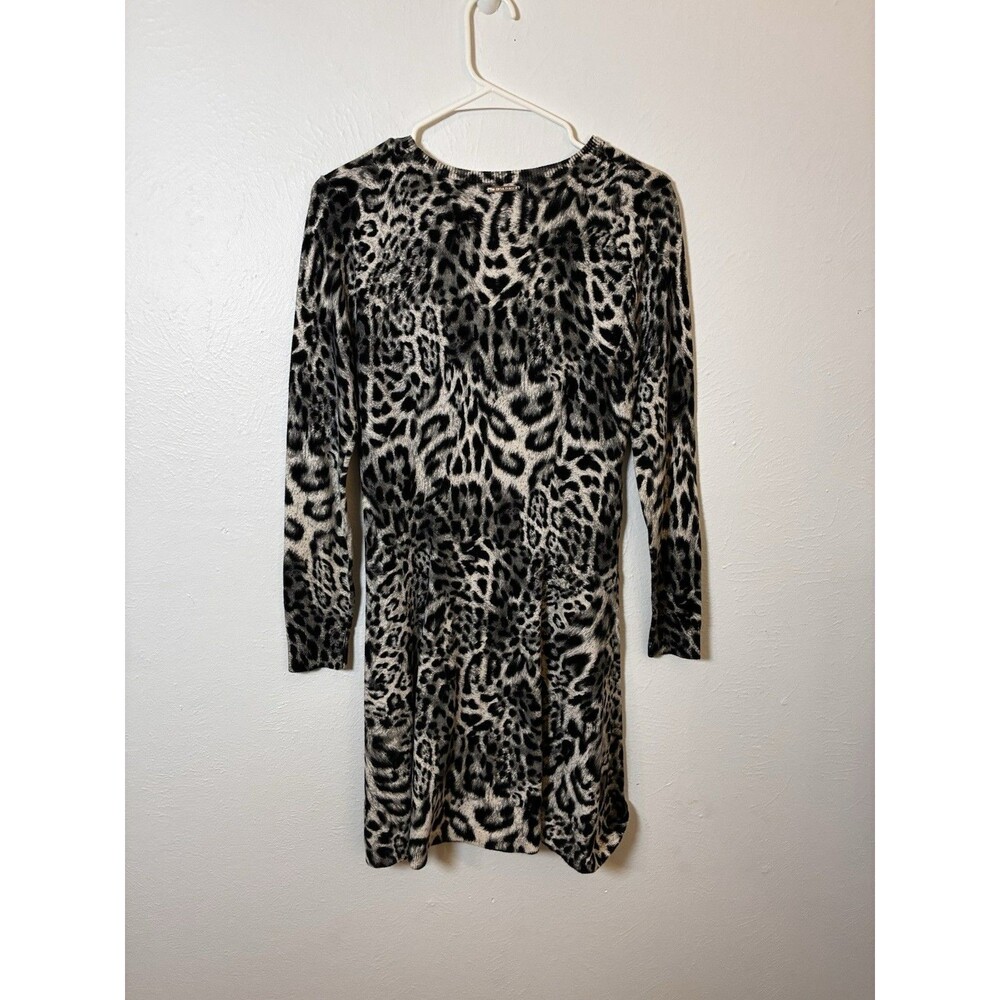 Michael Kors XS Leopard Animal Print  Knit Midi Dress